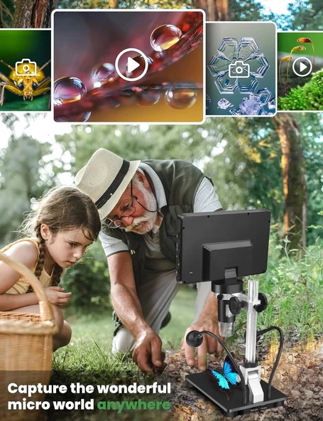Dcorn HDMI LCD Dijital Mikroskop, 7 Inc IPS Ekranlı - 16MP - 4