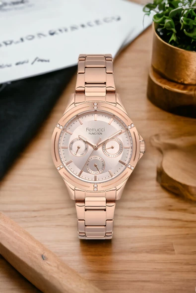 Ferrucci Function Kadın Kol Saati Çelik Kordon Çelik Kasa Rose Gold FCF.14522FM.03 zmfer122