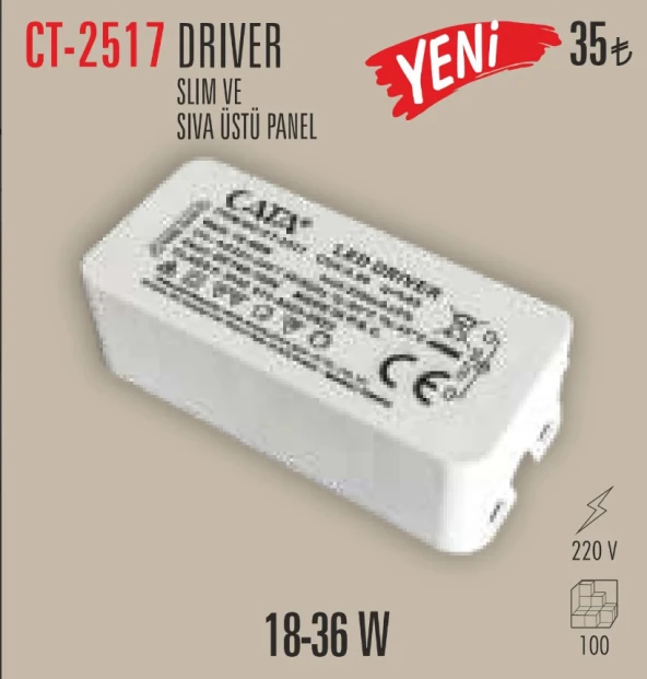 CATA CT 2517 18W-40W Slim Spot Driver Adaptörü