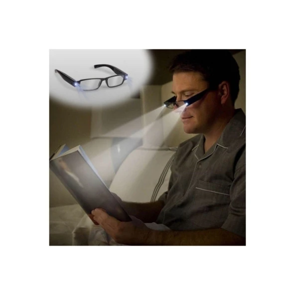 Led Işıklı Kırmızı Kitap Okuma Gözlüğü Camsız