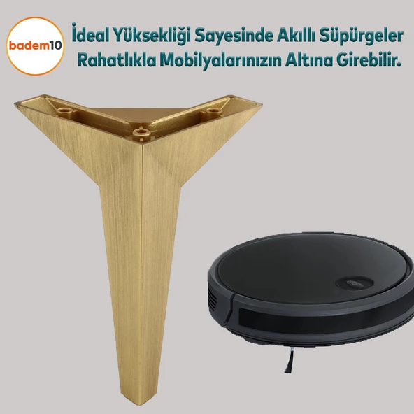 Moderno Mobilya Kanepe Sehpa Tv Ünitesi Baza Koltuk Ayağı Renk Sarı Altın Eskitme 12 Cm Ayakları - 5