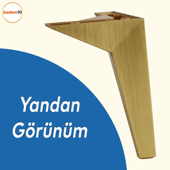 Moderno Mobilya Kanepe Sehpa Tv Ünitesi Baza Koltuk Ayağı Renk Sarı Altın Eskitme 12 Cm Ayakları - 3