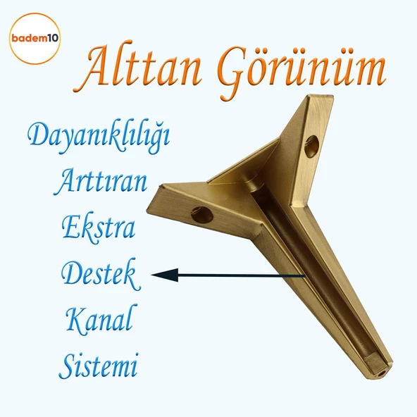 Moderno Mobilya Kanepe Sehpa Tv Ünitesi Baza Koltuk Ayağı Renk Sarı Altın Eskitme 12 Cm Ayakları - 4