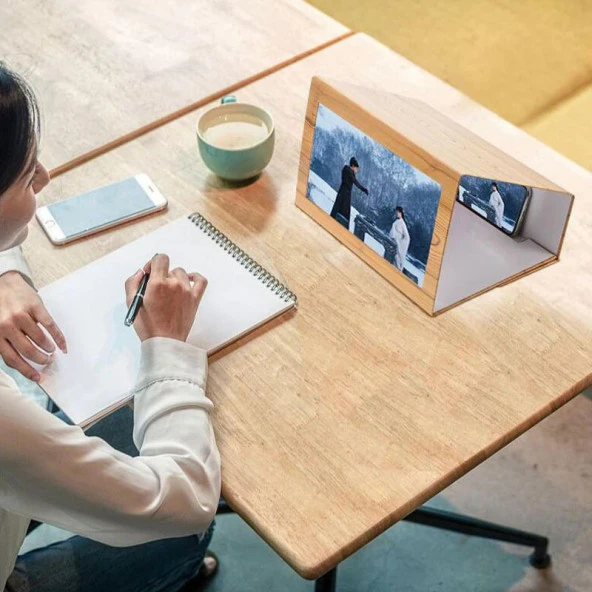 3D Cep Telefonu Ekran Büyüteci Ahşap - 4