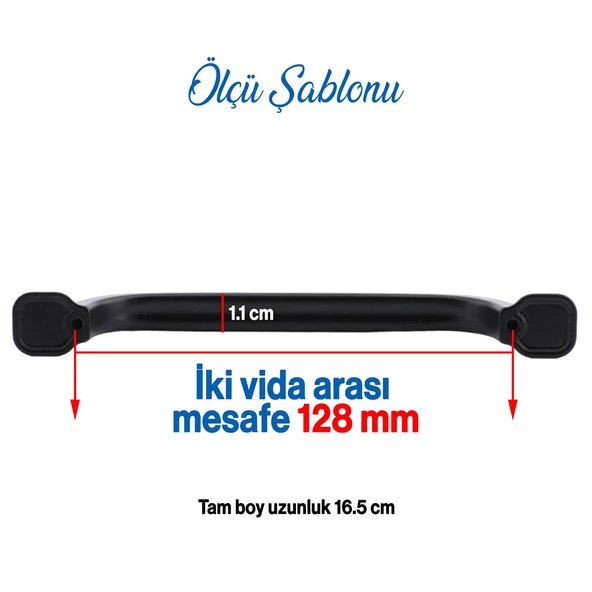 Zümre Kulp Mobilya Mutfak Dolabı Çekmece Dolap Kulpları Kapak Kulpu Kulbu Siyah 128 Mm-12.8 Cm Metal - 6