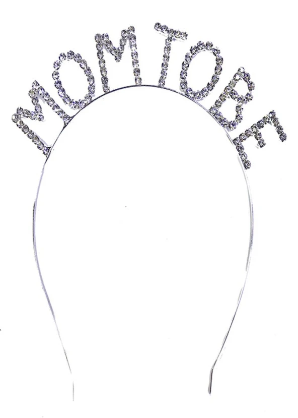 Kristal Taşlı Gümüş Renk Mom to Be Tacı Anne Tacı - 2