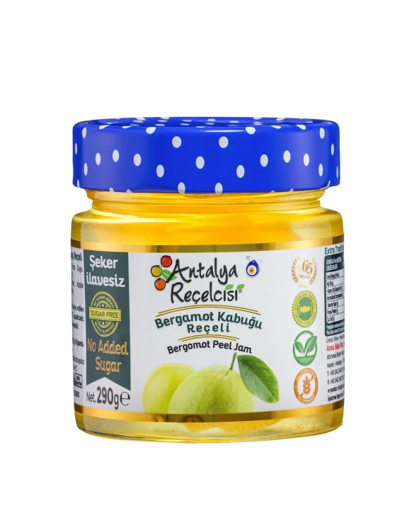 Antalya Reçelcisi Bergamot Kabuğu Reçeli 290g Rafine Şeker İlavesiz