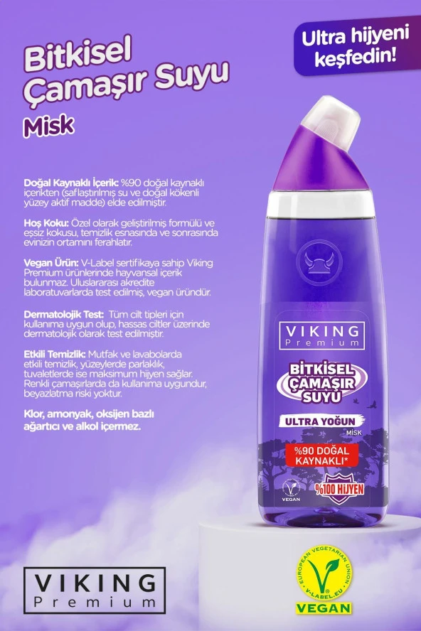Viking Premium Ultra Çamaşır Suyu Misk 750 Ml 3 Adet - Resim 3