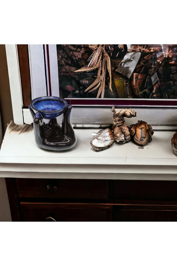 El Figürlü Siyah Mavi Buhurdanlık - 2