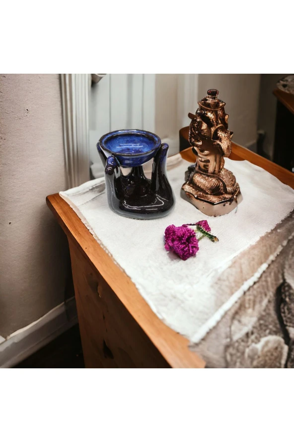 El Figürlü Siyah Mavi Buhurdanlık - 3