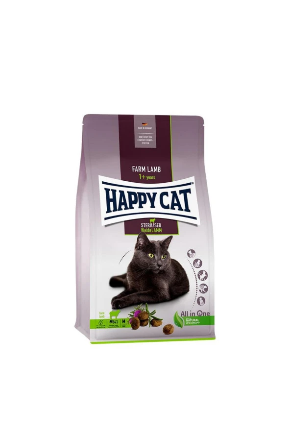 Happy Cat Sterilized Tahılsız Kuzu Etli Kısır Kedi Maması 10 Kg