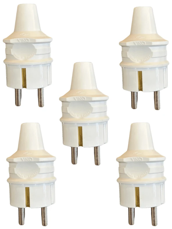 Viko Topraklı Düz Erkek Fiş Beyaz (5 Adet)