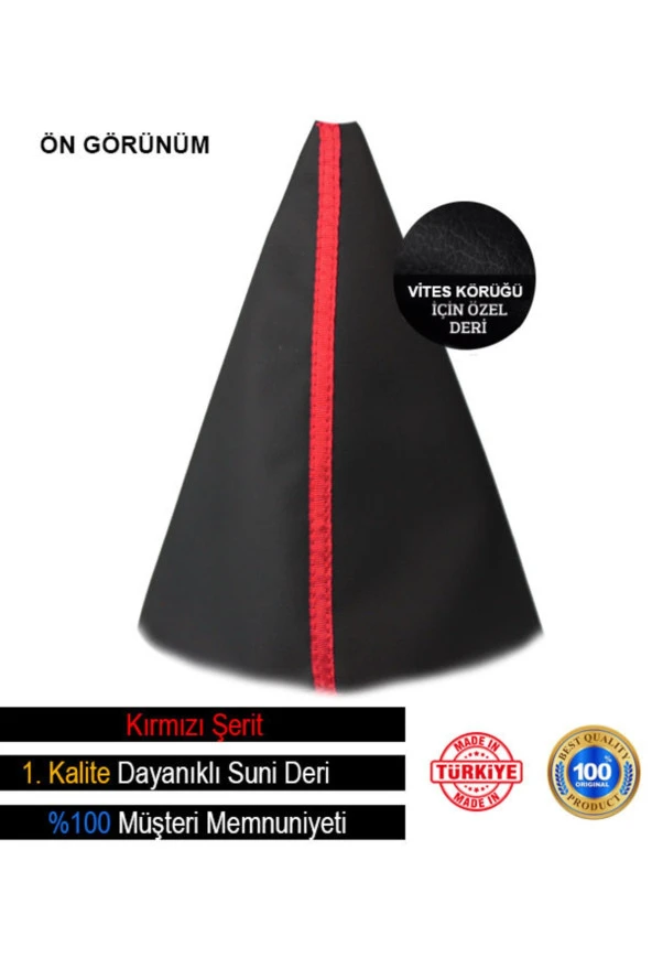 YUNHAT Toyota Verso (2009-2013) Uyumlu Siyah Deri Özel Tasarım Kırmızı Şerit Vites Körüğü