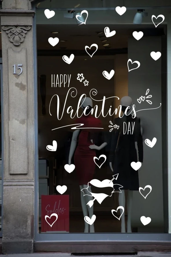 Happy Valentine's Day Sevgililer Günü Sticker Kalp, Love, I Love You Cam, Duvar Sticker Etiket Seti