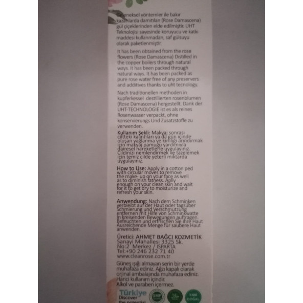 Clean Rose Gül Suyu %100 Doğal 390ML - 4