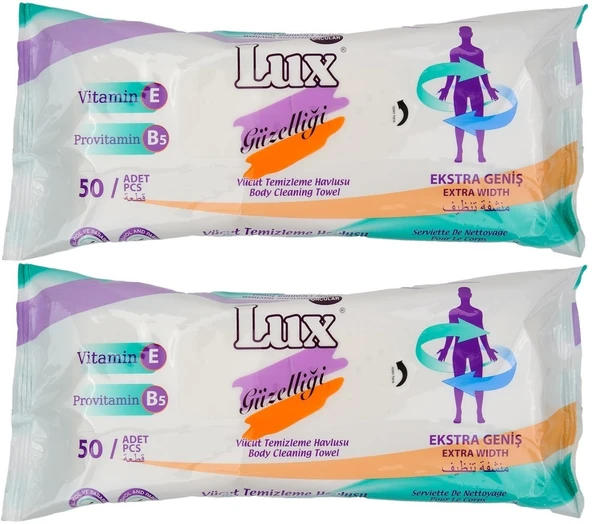 Lüx Hasta Vücut Temizleme Islak Mendil Havlu 50 Yaprak XL (2 Li Set)