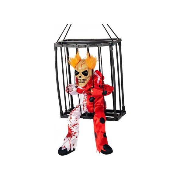 Hareketli Sesli Sensörlü Mahkum Joker İskelet Dekorasyon 22x27 cm ürün görseli 1