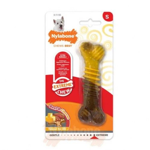 Nylabone Biftek ve Peynir Aromalı Köpek Çiğneme Çubuğu S