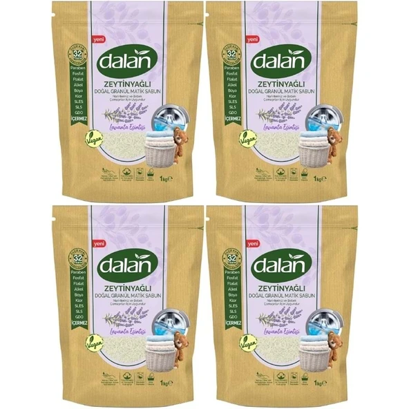 Dalan Doğal Granül Sabun Tozu 1Kg Doğal Bebekler İçin Lavanta Esintisi (4 Lü Set) - Resim 2