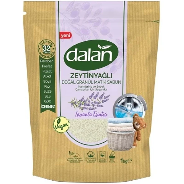 Dalan Doğal Granül Sabun Tozu 1Kg Doğal Bebekler İçin Lavanta Esintisi (9 Lu Set) - 4