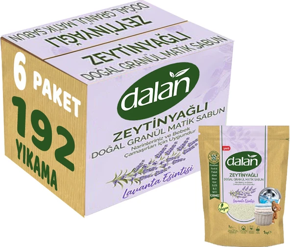 Dalan Doğal Granül Sabun Tozu 1Kg Doğal Bebekler İçin Lavanta Esintisi (6 Lı Set)