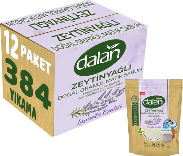Dalan Doğal Granül Sabun Tozu 1Kg Doğal Bebekler İçin Lavanta Esintisi (12 Li Set)