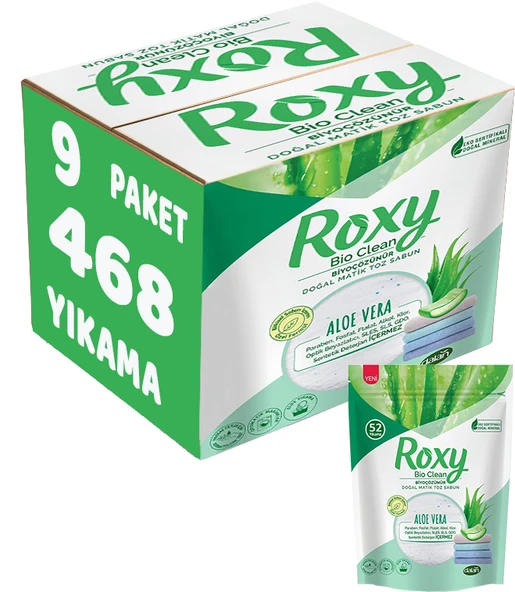 Dalan Roxy Bio Clean Matik Sabun Tozu 1.6Kg Aloe Vera (9 Lu Set) (468 Yıkama)