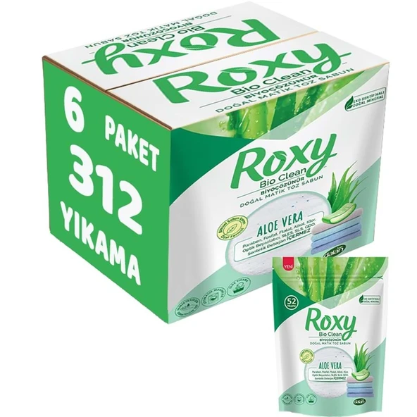Dalan Roxy Bio Clean Matik Sabun Tozu 1.6Kg Aloe Vera (6 Lı Set) (312 Yıkama) - Resim 1