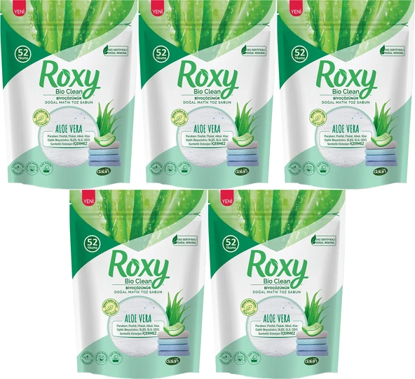 Dalan Roxy Bio Clean Matik Sabun Tozu 1.6Kg Aloe Vera (5 Li Set) (260 Yıkama)