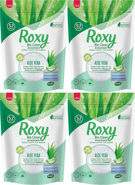 Dalan Roxy Bio Clean Matik Sabun Tozu 1.6Kg Aloe Vera (4 Lü Set) (208 Yıkama) - 2