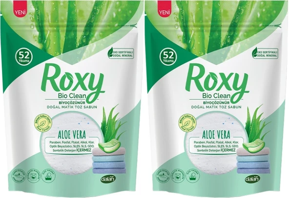 Dalan Roxy Bio Clean Matik Sabun Tozu 1.6Kg Aloe Vera (2 Li Set) (104 Yıkama)