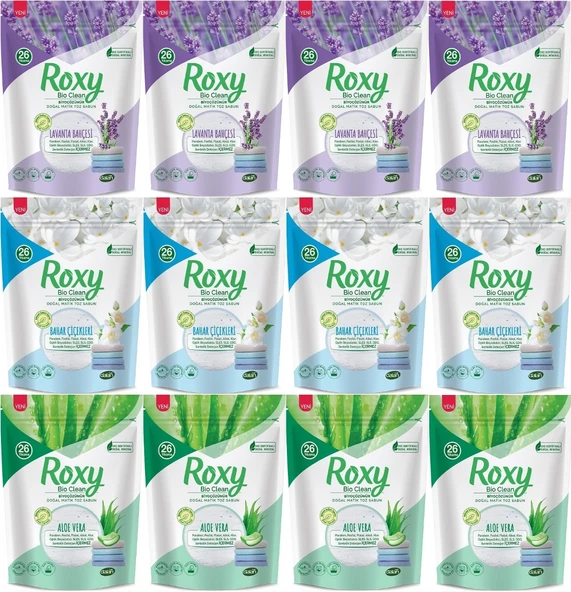 Dalan Roxy Bio Clean Matik Sabun Tozu 800GR Karma 12 Li Set (Lavanta/Bahar/Aloe Vera) (312 Yıkama)