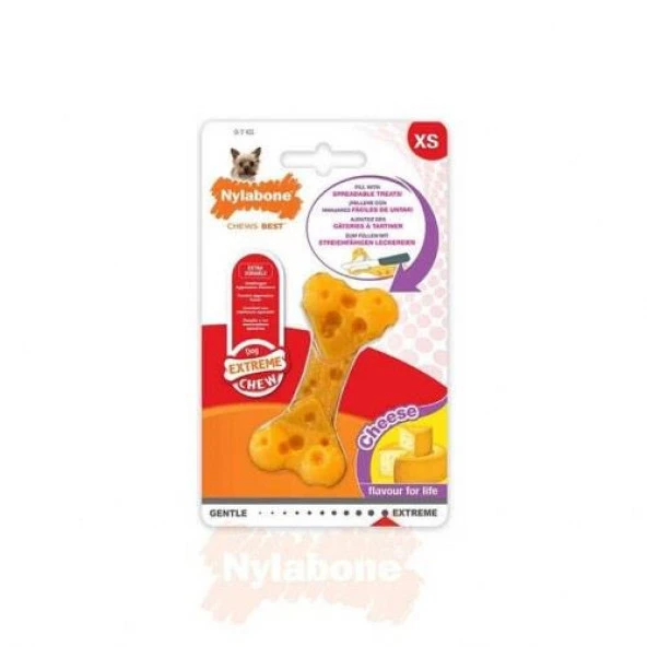 Nylabone Peynir Aromalı Köpek Çiğneme Kemiği XS