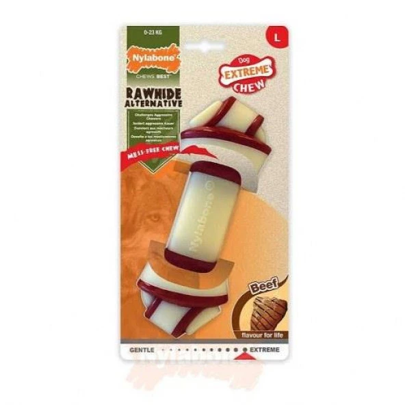 Nylabone Biftek Aromalı Köpek Çiğneme Kemiği L