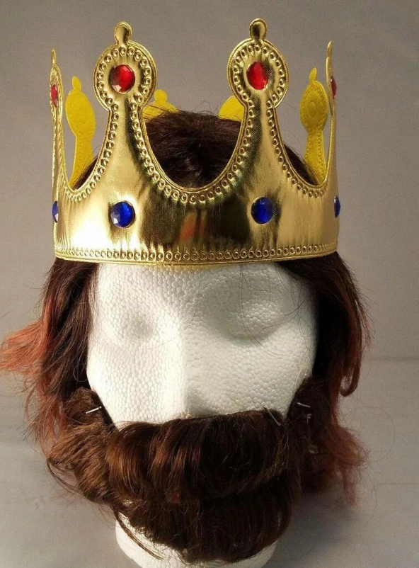 Altın Renk Kumaş Malzemeden İmal Çocuk Kral Tacı 57 cm ürün görseli 1