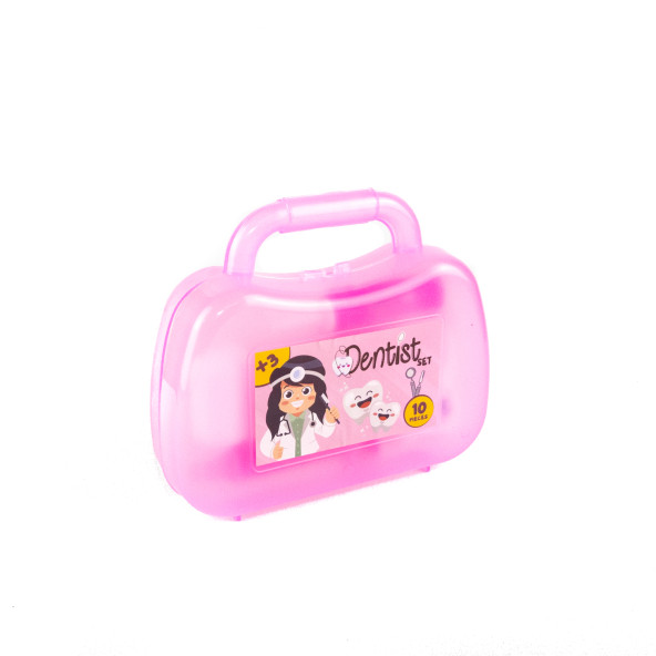 Oyuncak Doktor Diş Seti 10 Parça Çantalı Set Pembe - 2