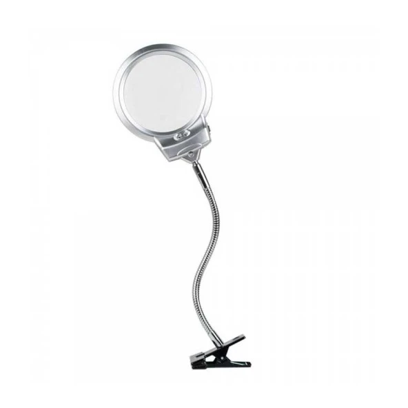 2.5X130 Mm 5X24 Mm Led Aydınlatmalı Büyüteç Masa Üstü Metal Hortum Mandallı Mg15124-C - 2