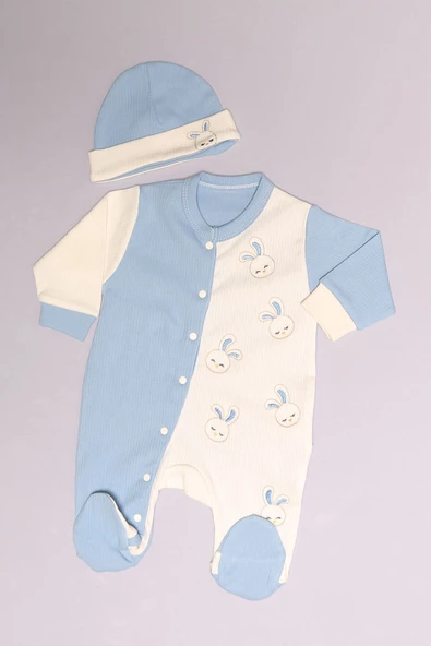 1-6 Aylık Bebek Tulum Beyazmavi - 02255.1803.