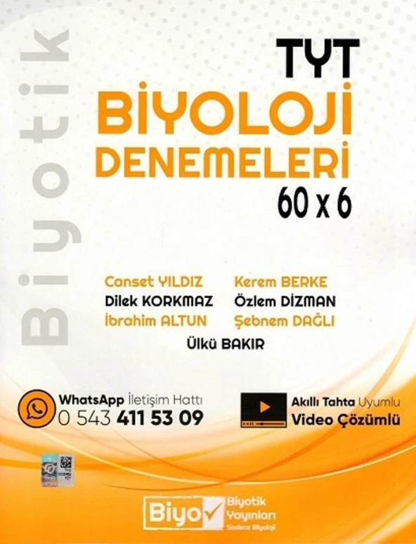 TYT Biyoloji Biyotik 60 x 6 Denemeleri Biyotik Yayınları