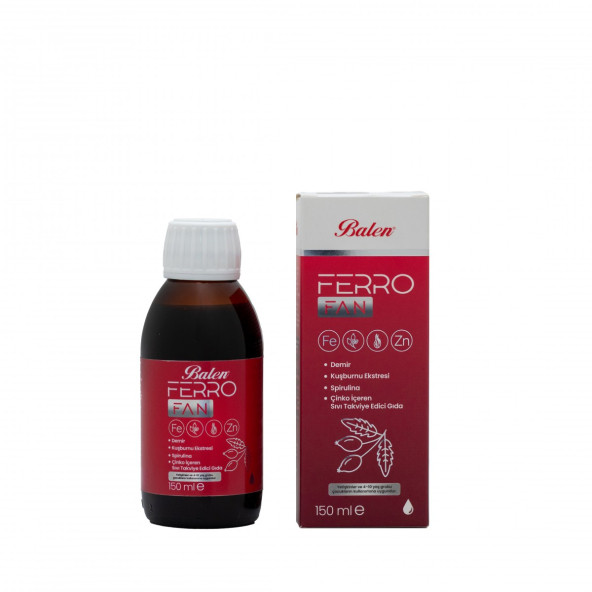 FERROFAN DEMİR, KUŞBURNU EKSTRESİ SPİRULİNA ÇİNKO İÇEREN ŞURUP 150 ML - 1
