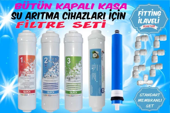 Sulook Inline Kapalı Kasa Tüm Su Arıtma Cihazlarına Uyumlu 5'li Filtre Takımı