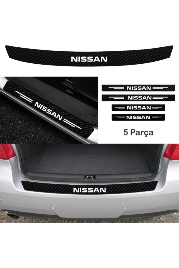 habune Nissan Terrano Için Uyumlu Aksesuar Oto Bağaj Ve Kapı Eşiği Sticker Set Karbon