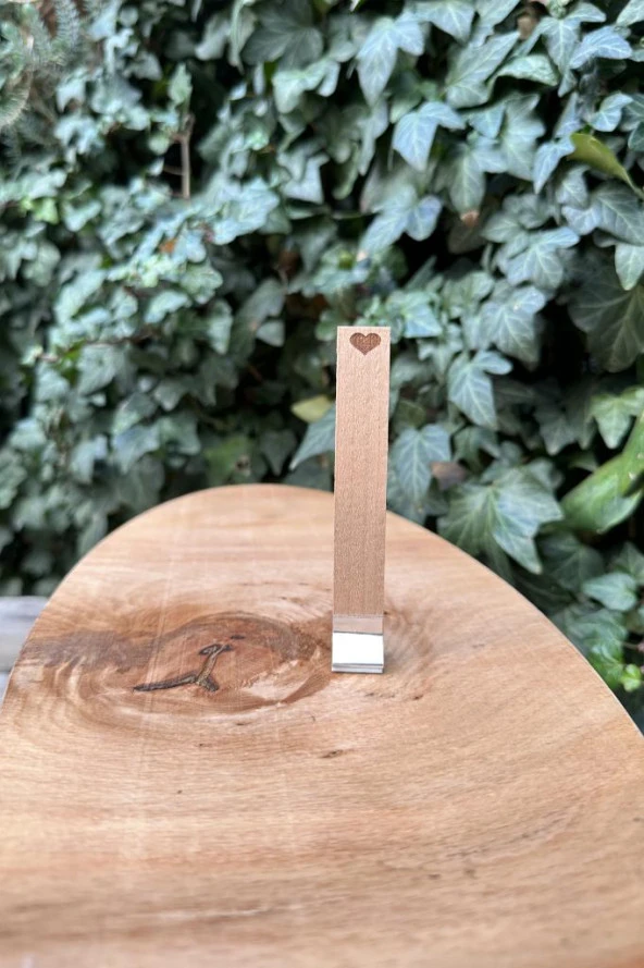 Ahşap Düz Model 15mm en x 100mm boy x 0,5mm kalınlık KALP DESENLİ Mum Fitili + Sehpa ( 10 Adet ) - Resim 2