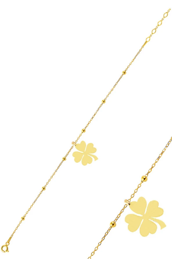 Gümüş altın yaldızlı yonca  top top bileklik SGTL12275GOLD