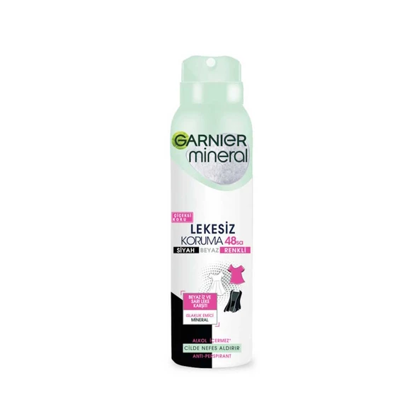 Garnier Mineral Lekesiz Koruma 48sa Siyah Beyaz Renkli Çiçeksi Koku Deodorant 150ml