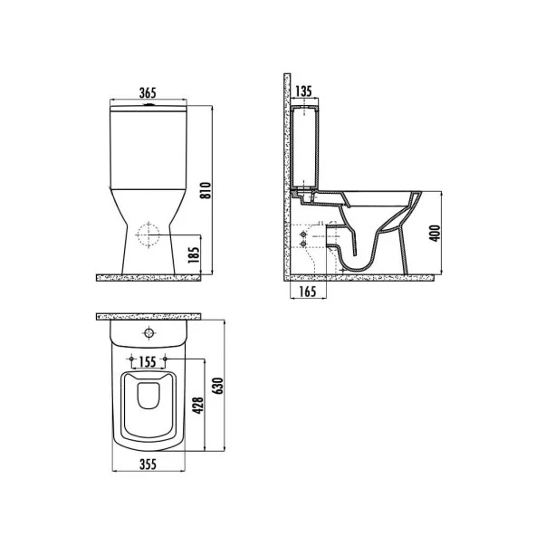 Creavit Nova Rim-Off Kanalsız Duvara Sıfır Klozet Rezervuar İç Takım ve Yavaş Kapanan Kapak - Resim 4