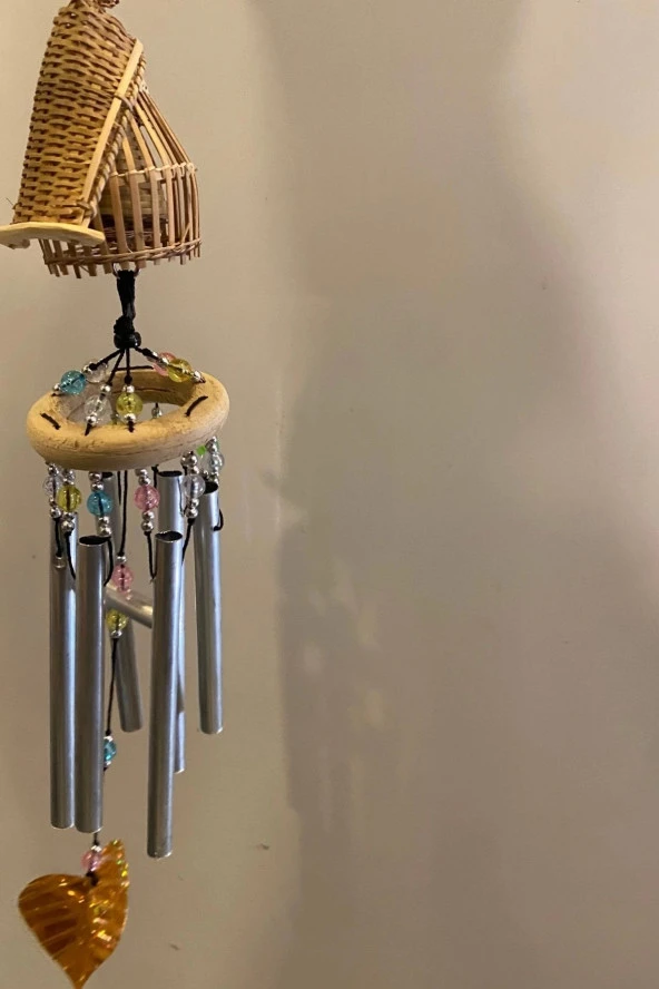 Deprem Zili Çanı Rüzgar Çanı Zili Feng Shui Ejderha Yılı Koruma Sembolü Kuş Yuvası Şık Boru 6 Borulu - 4