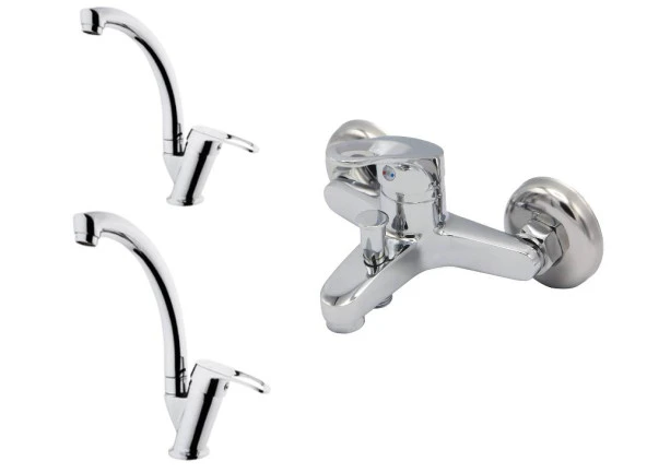 Arel Banyo - Lavabo - Eviye Bataryası Krom 40 lık Kartuş Ekonomik Set