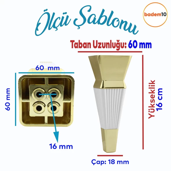 Dempa Lüks Mobilya Oturma Grubu Kanepe Sehpa Tv Ünitesi Koltuk Ayağı 16 Cm Beyaz Gold Baza Ayakları - Resim 2
