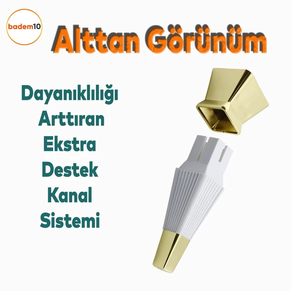 Dempa Lüks Mobilya Oturma Grubu Kanepe Sehpa Tv Ünitesi Koltuk Ayağı 16 Cm Beyaz Gold Baza Ayakları - Resim 4